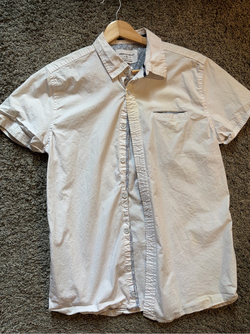 Paper Denim & Cloth White Short-Sleeve Casual Button-Down Shirt